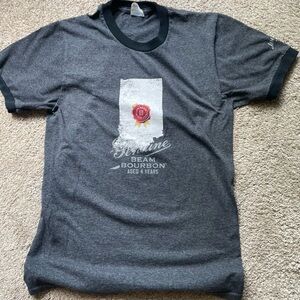 Gray Jim Beam Ringer Graphic T-Shirt